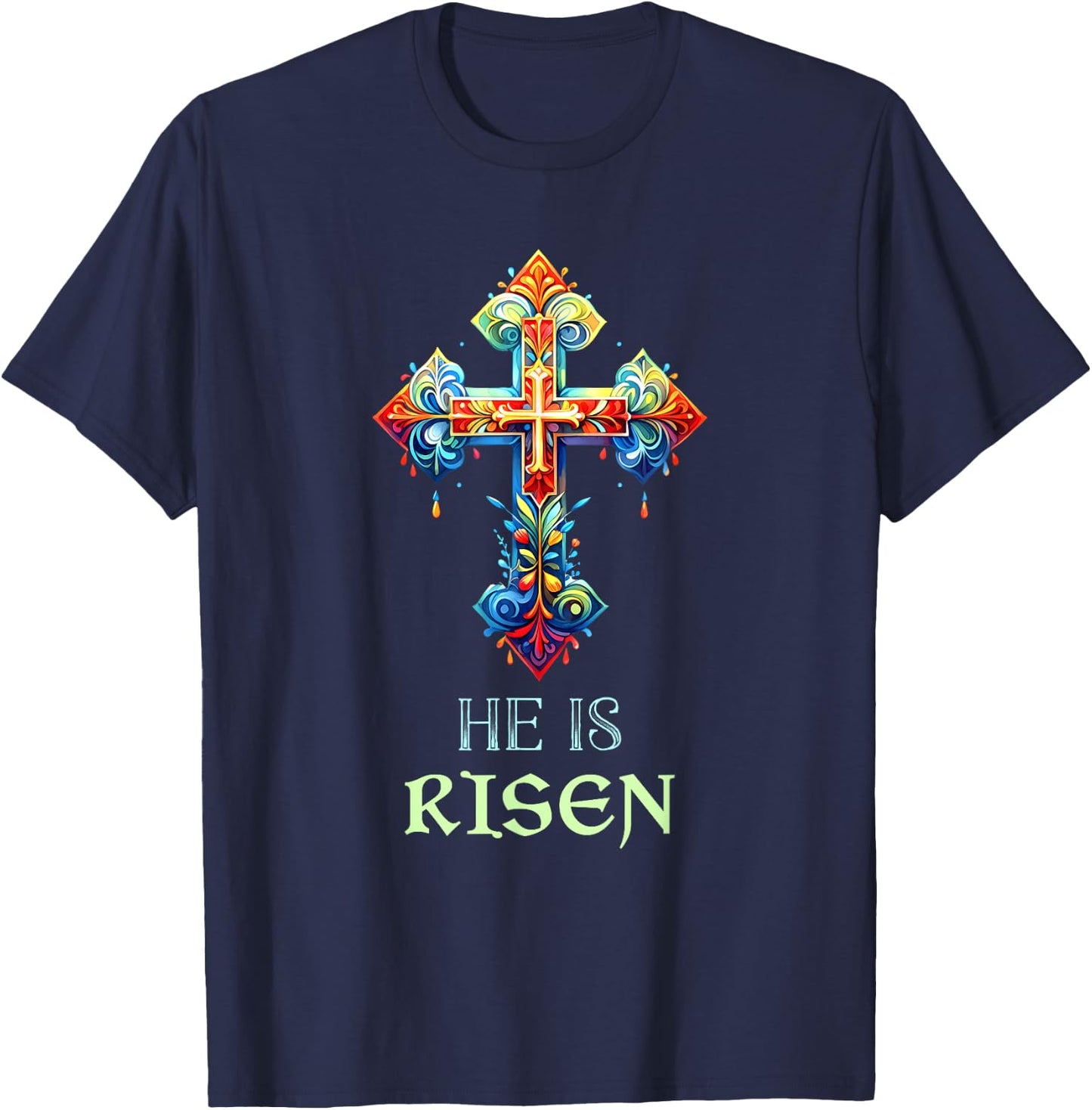Easter Christian He Is Risen Resurrection Orthodox Easter T-Shirt - T-Shirt | Navy