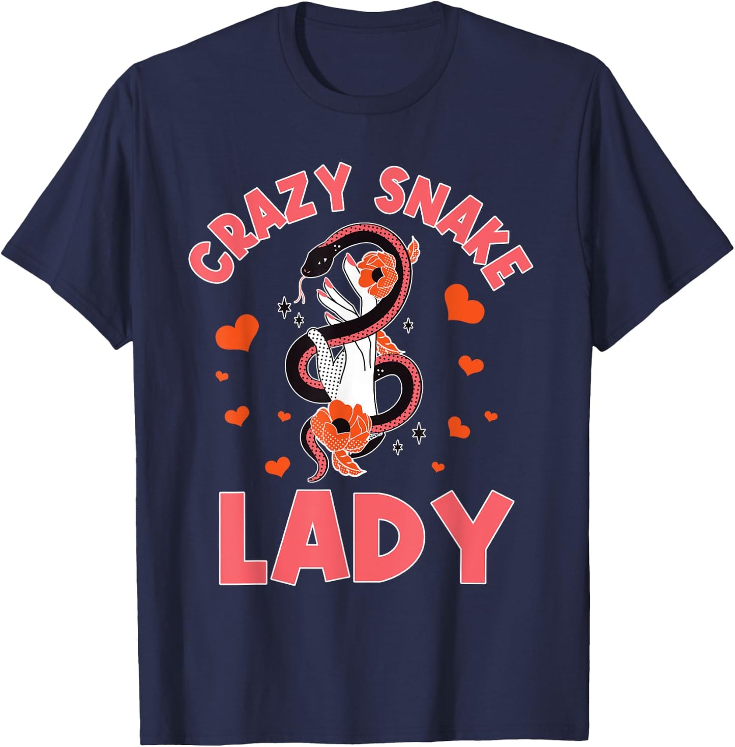 Crazy Snake Lady Snakes Reptile Girl Herpetologist T-Shirt - T-Shirt | Navy