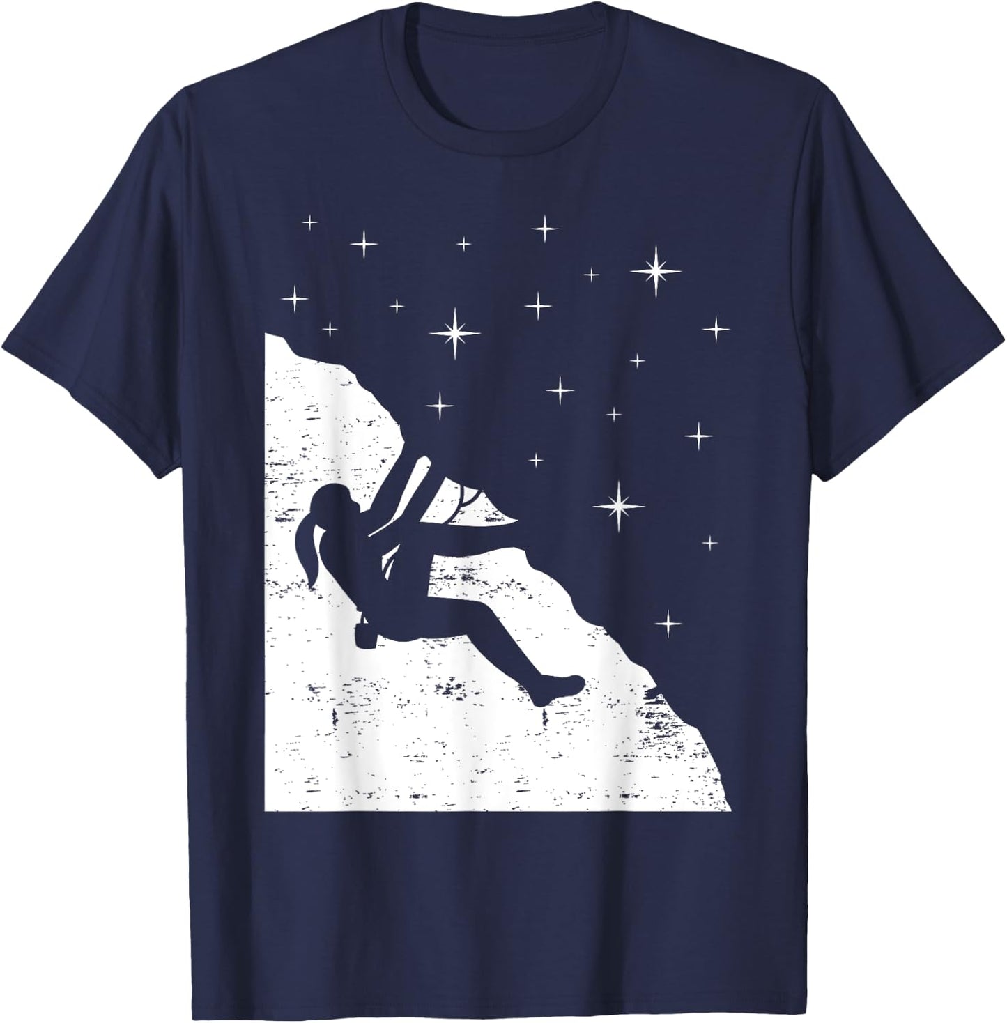 Rock Climbing Mountain Climber Bouldering I Girl Sky Stars T-Shirt - T-Shirt | Navy