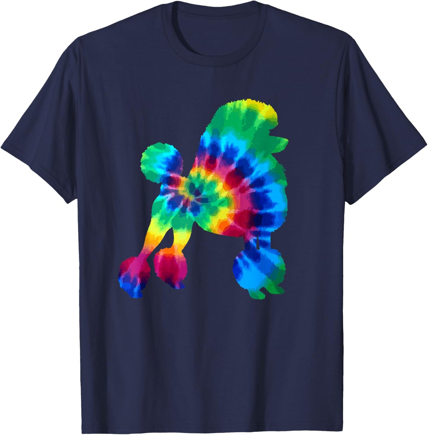 Poodle Tie Dye Vintage Hippie Dog T-Shirt - T-Shirt | Navy