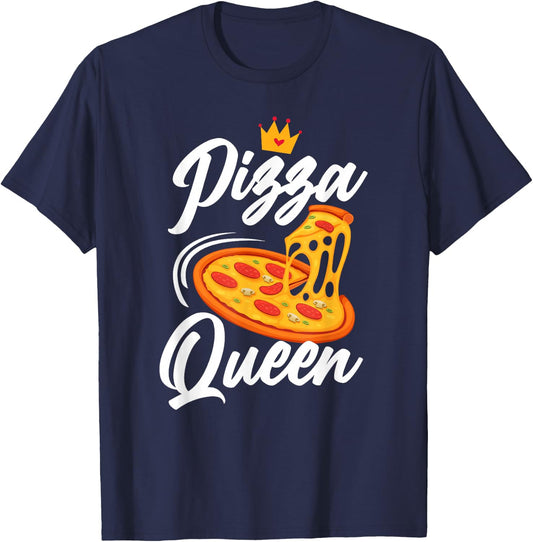 Women Pizza Queen Girl Loves Pizza Funny Pizza Lover T-Shirt - T-Shirt | Navy
