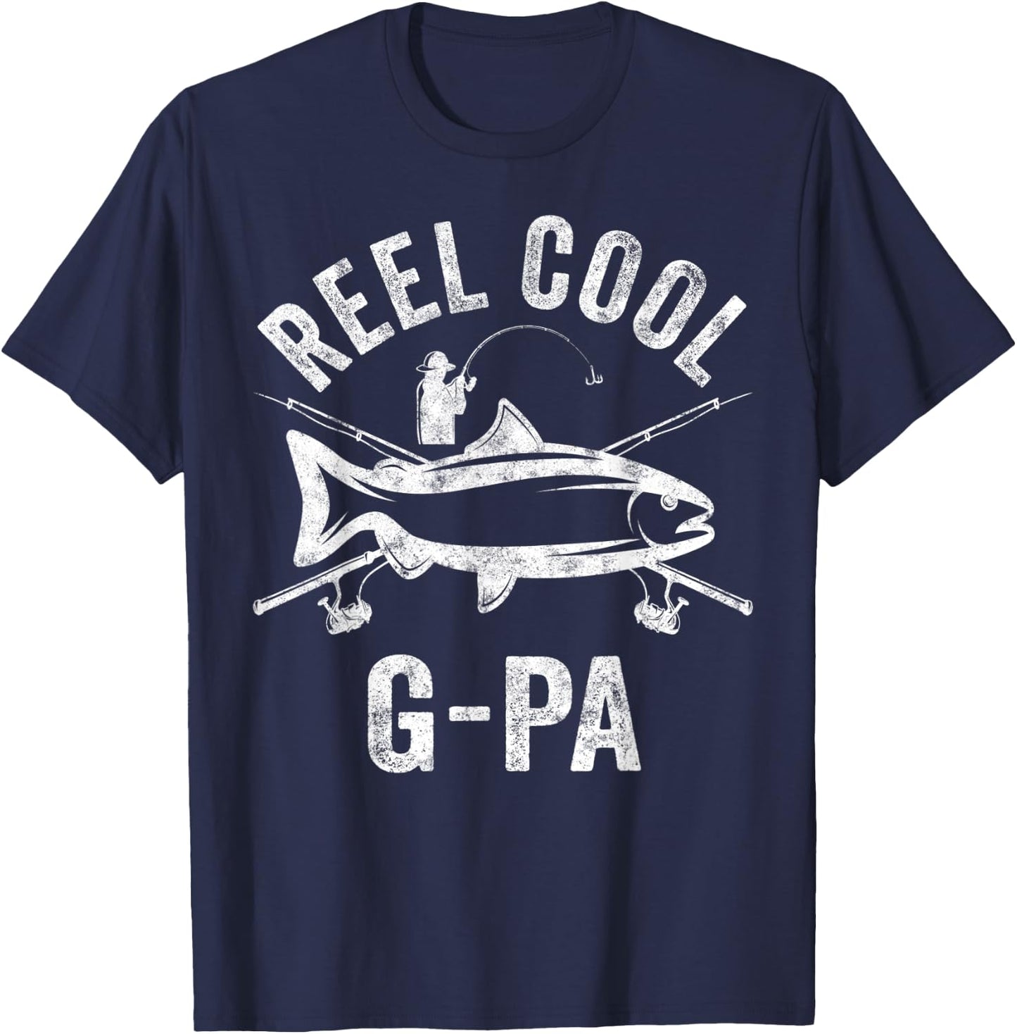 Reel Cool G-Pa Shirt Funny Fisherman Christmas Gift T-Shirt - T-Shirt | Navy