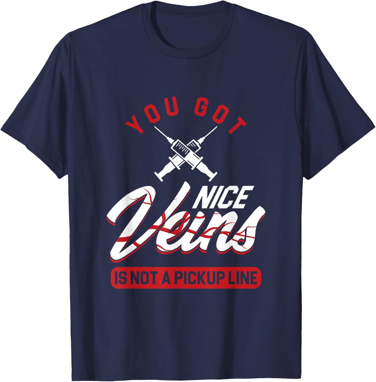 Beautiful Vein Syringe Blood Slimming Donation Prevention Gift T-Shirt - T-Shirt | Navy