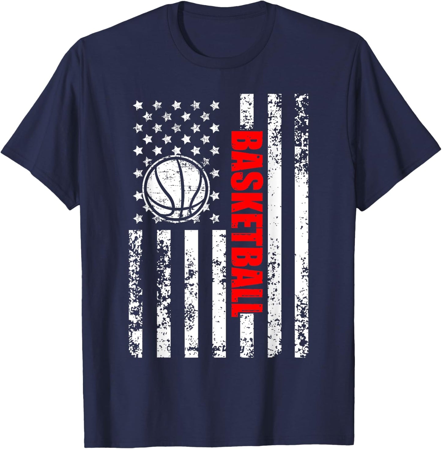 Patriotic US American Flag Basketball T-Shirt - T-Shirt | Navy