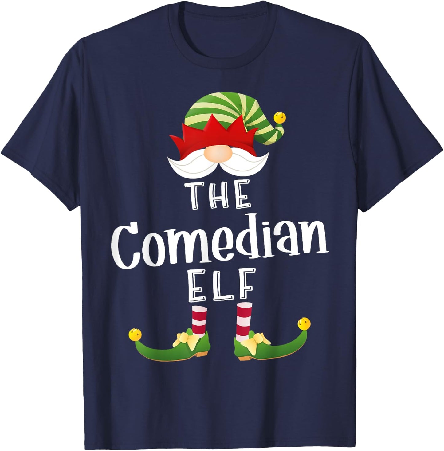 Comedian Elf Group Christmas Funny Pajama Party T-Shirt - T-Shirt | Navy