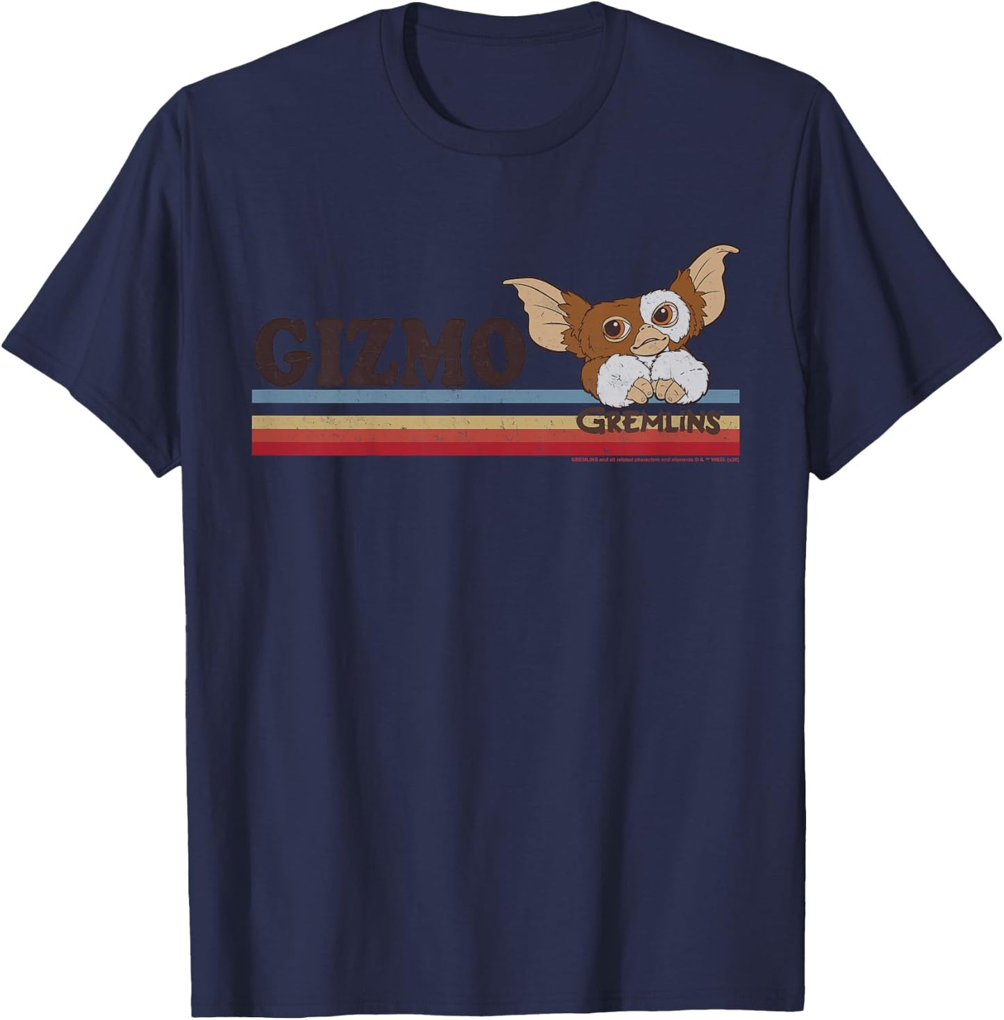 Kids Gremlins Gizmo Retro Stripes T-Shirt - T-Shirt | Navy