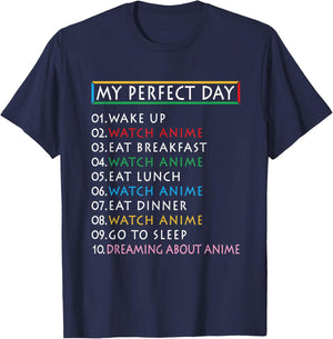 My Perfect Day Watch Anime -Funny Gift Girl Loves Anime T-Shirt - T-Shirt | Navy