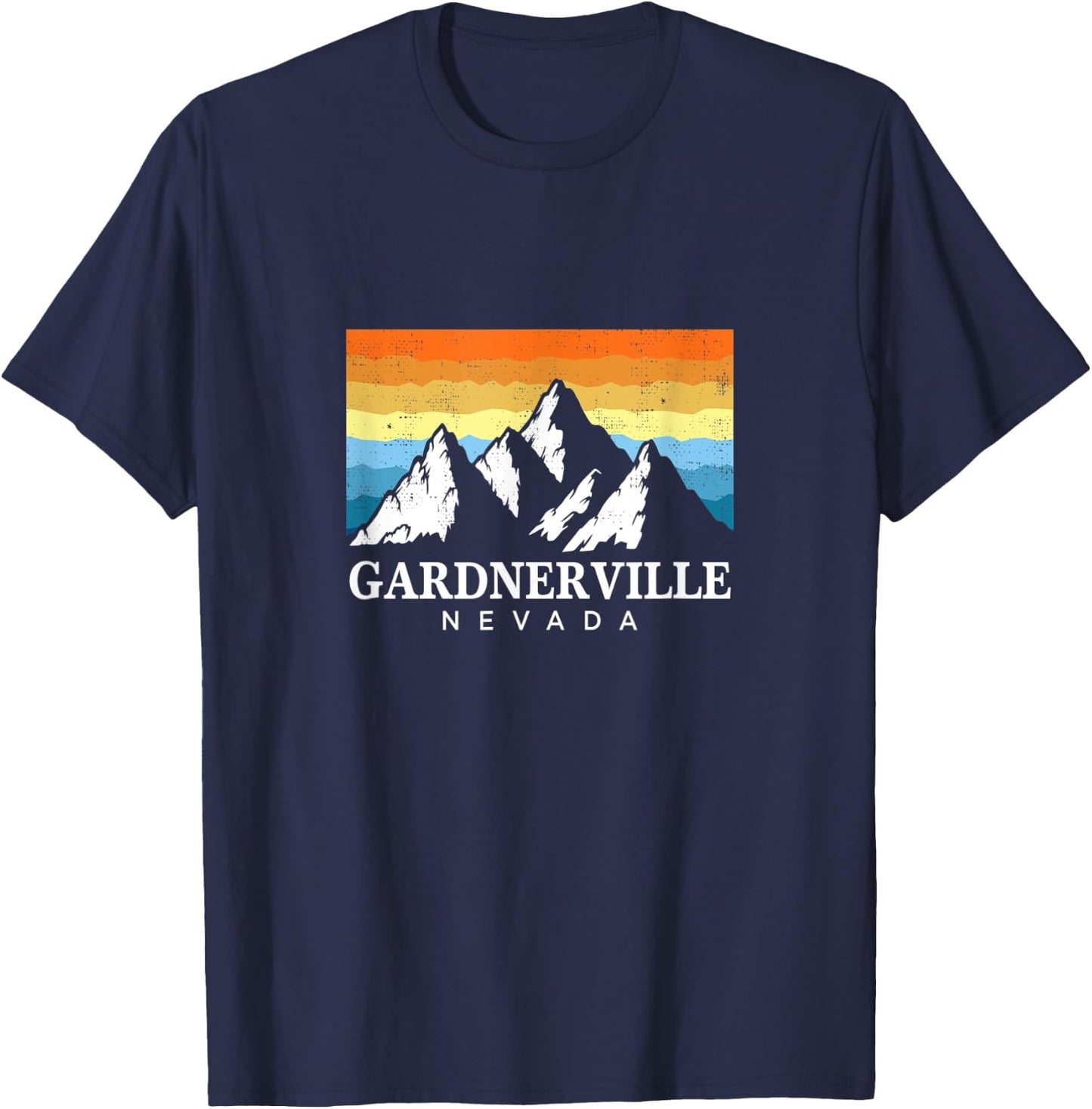 Vintage Gardnerville, Nevada Mountain Hiking Souvenir Print T-Shirt - T-Shirt | Navy