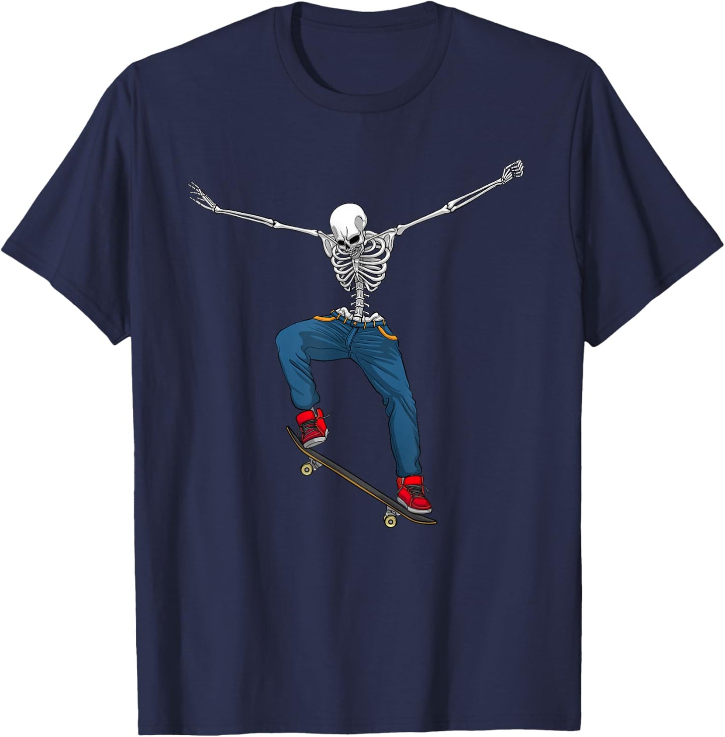Funny Skateboard Art Women Kid Skateboarder Skeleton T-Shirt - T-Shirt | Navy