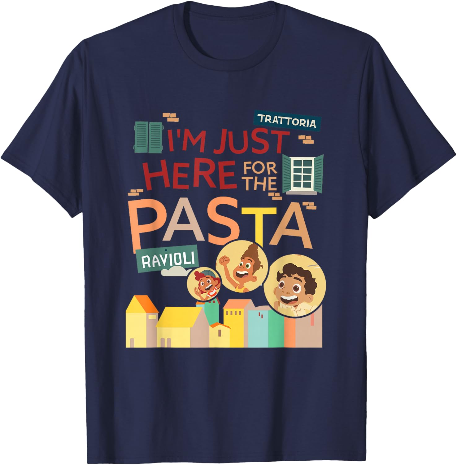 Disney Pixar Luca I'm Just Here for The Pasta Small T-Shirt - T-Shirt | Navy