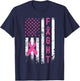 Fight Breast Survivor American Flag Breast Cancer Awareness T-Shirt - T-Shirt | Navy