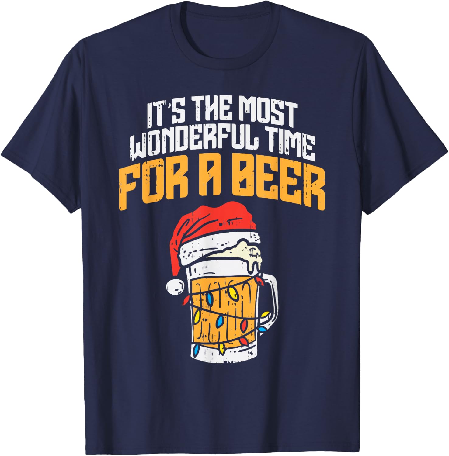 Its The Most Wonderful Time For A Beer Christmas Lover PJ T-Shirt - T-Shirt | Navy
