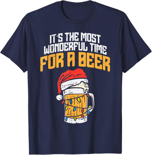 Its The Most Wonderful Time For A Beer Christmas Lover PJ T-Shirt - T-Shirt | Navy
