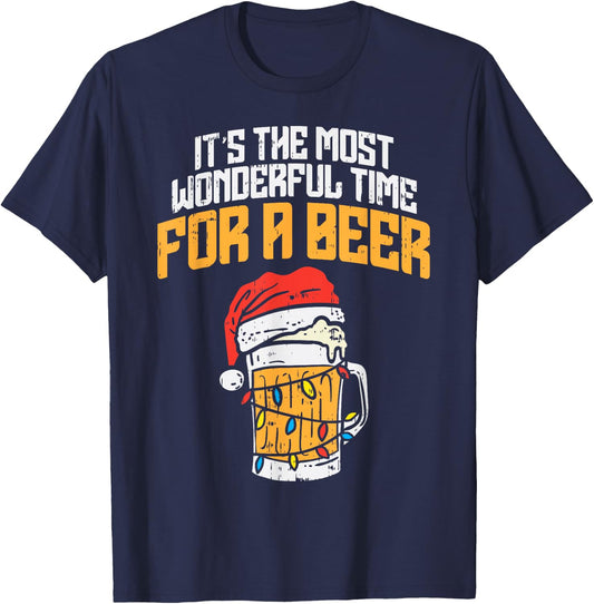Its The Most Wonderful Time For A Beer Christmas Lover PJ T-Shirt - T-Shirt | Navy