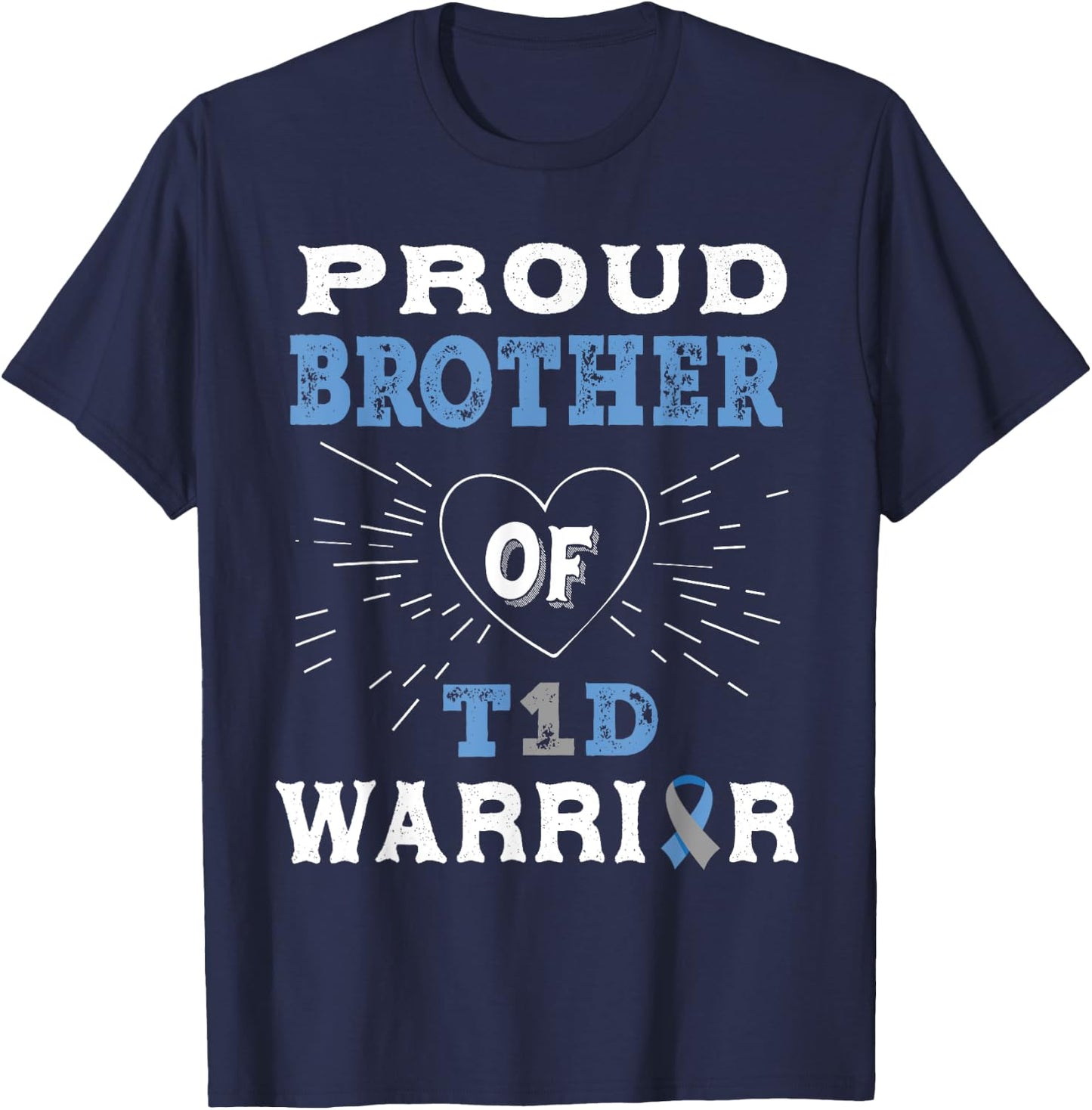 T1D Proud Brother Diabetes Awareness Type 1 Insulin Pancreas T-Shirt - T-Shirt | Navy