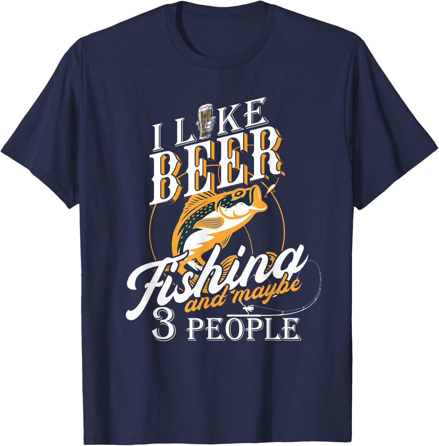Funny Fishing - Beer Lover - I Like Beer Fishing T-Shirt - T-Shirt | Navy