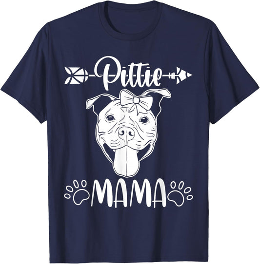 Dog Mummy Pittie Mama Pitbull Mum Mother's Day Pitbull Dogs T-Shirt - T-Shirt | Navy