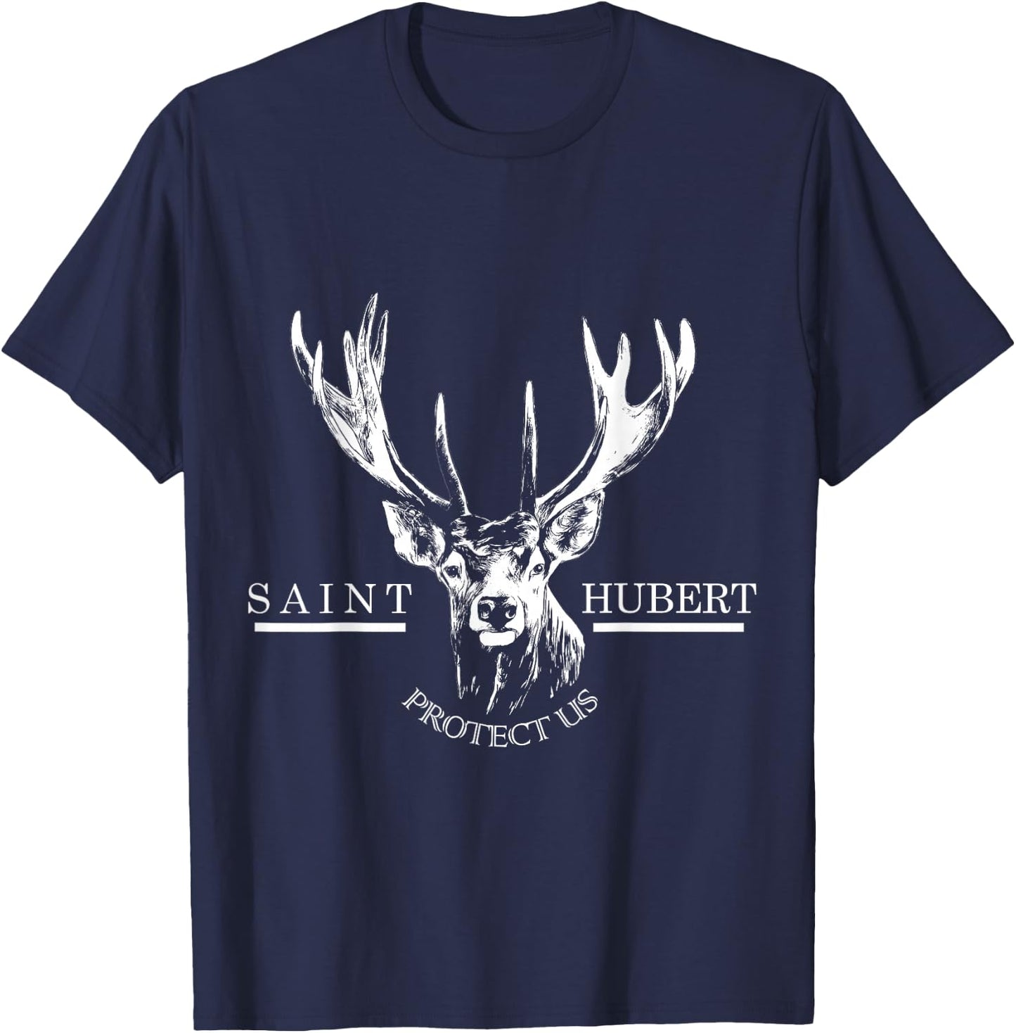 St. Hubert Hubertus Patron Saint of Hunters Stag Gifts T-Shirt - T-Shirt | Navy