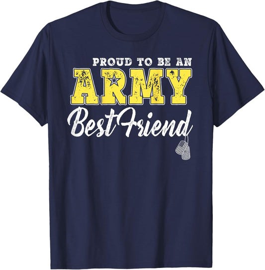 Proud Army Best Friend US Flag Dog Tags Pride Military Gifts Women Kids T-Shirt - T-Shirt | Navy