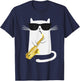 Funny Cat Wearing Sunglasses Playing Saxophone Gift T-Shirt - T-Shirt | Navy
