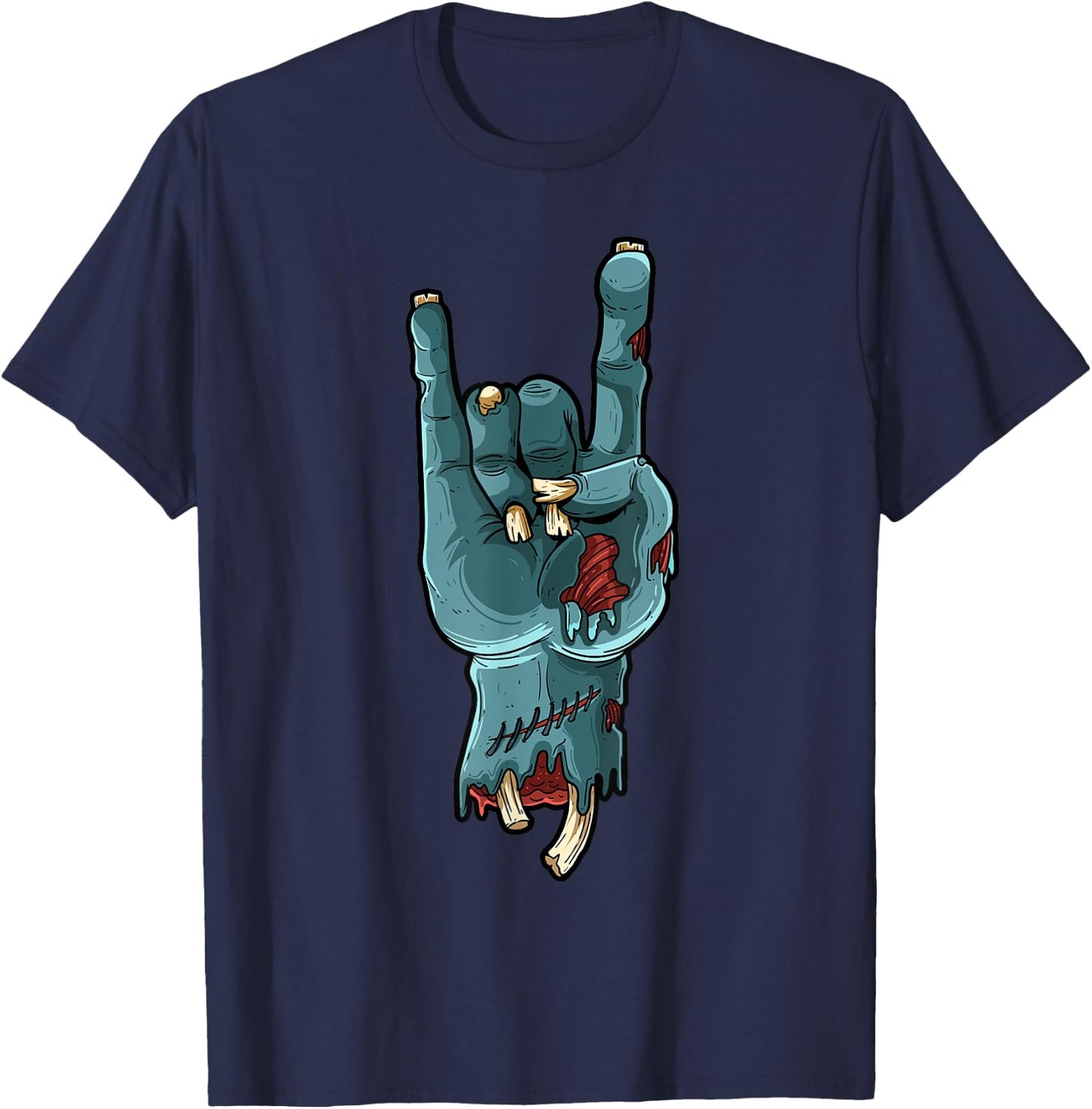 Zombie Hand Funny Halloween Rocker Rock Easy Cosplay Costume T-Shirt - T-Shirt | Navy