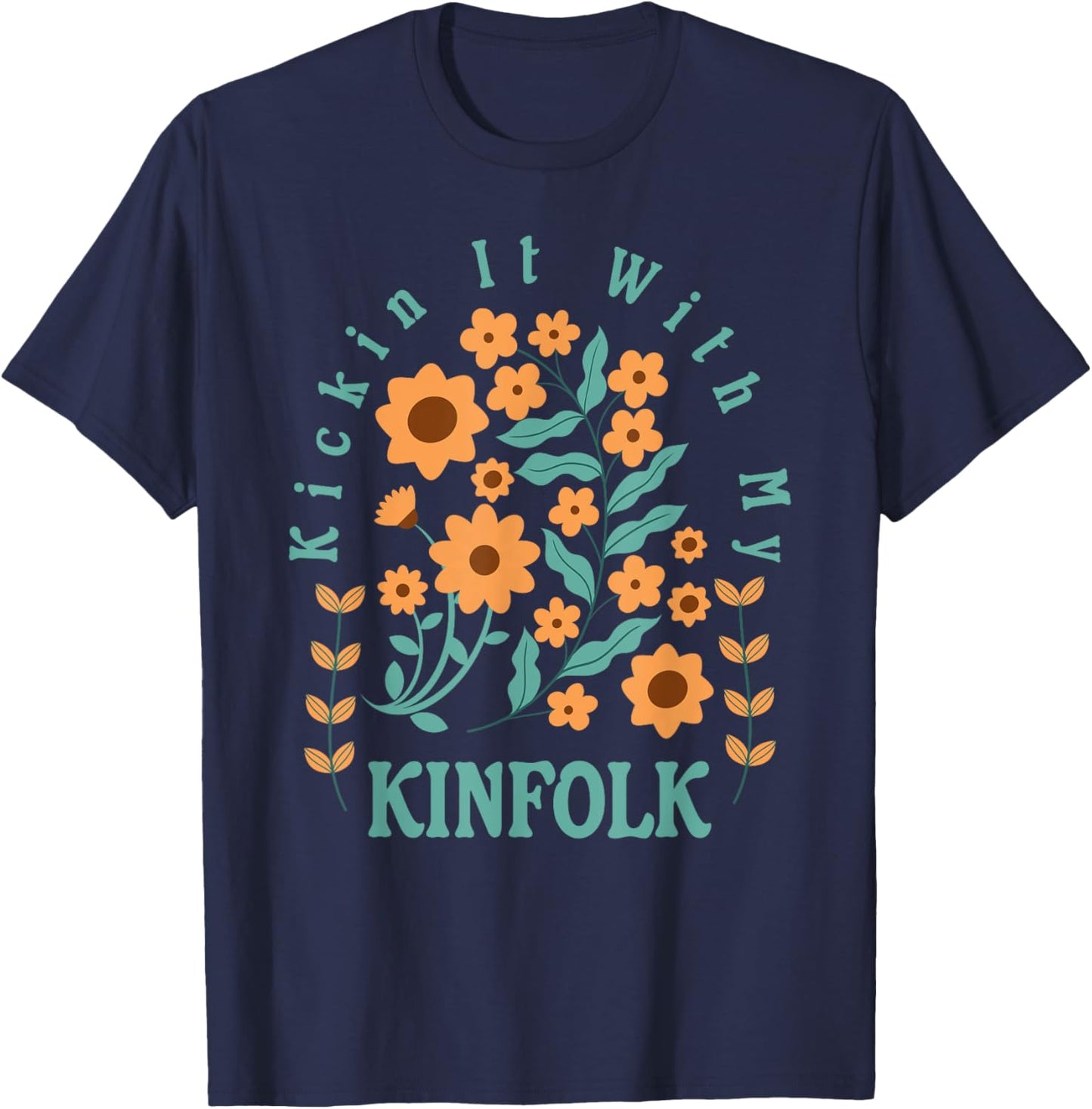 Kickin It With My Kinfolk Floral T-Shirt - T-Shirt | Navy