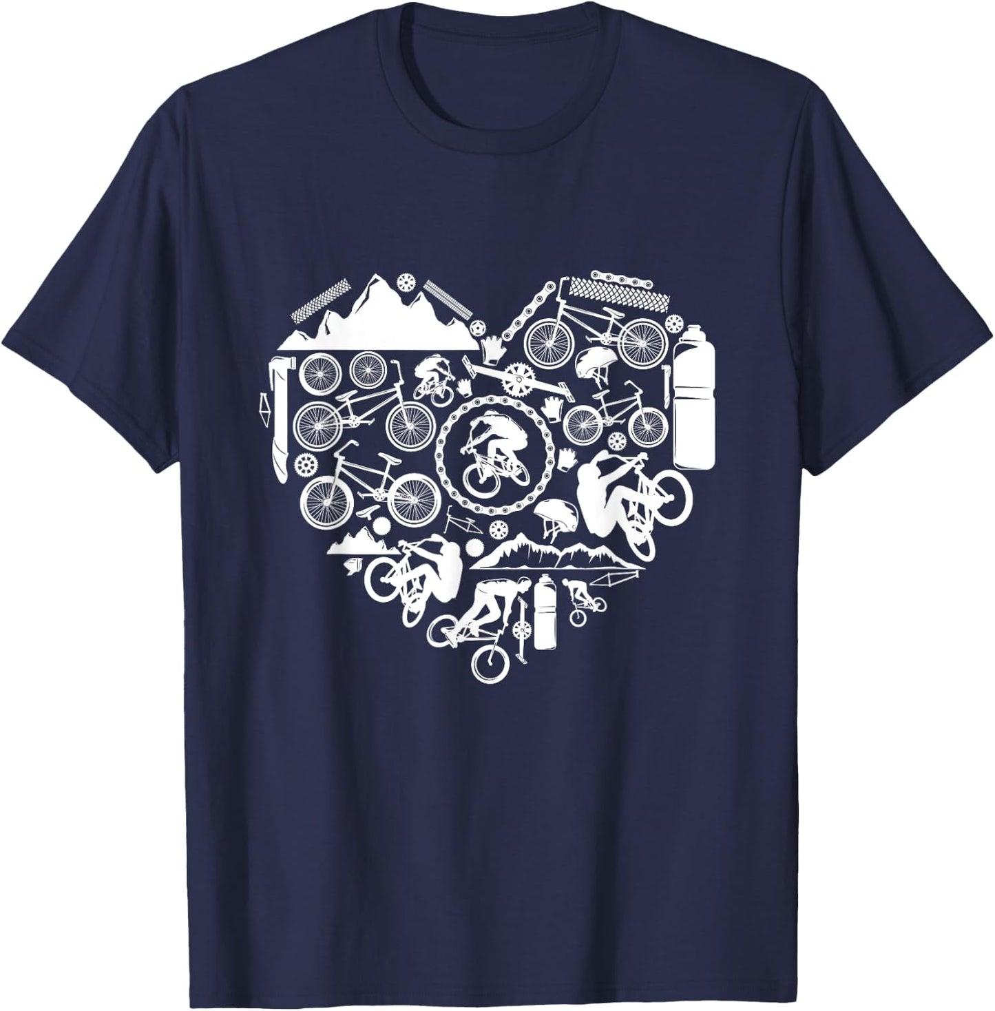 BMX Bicycle heart love Racing Stunt bike biker kids boy men T-Shirt - T-Shirt | Navy
