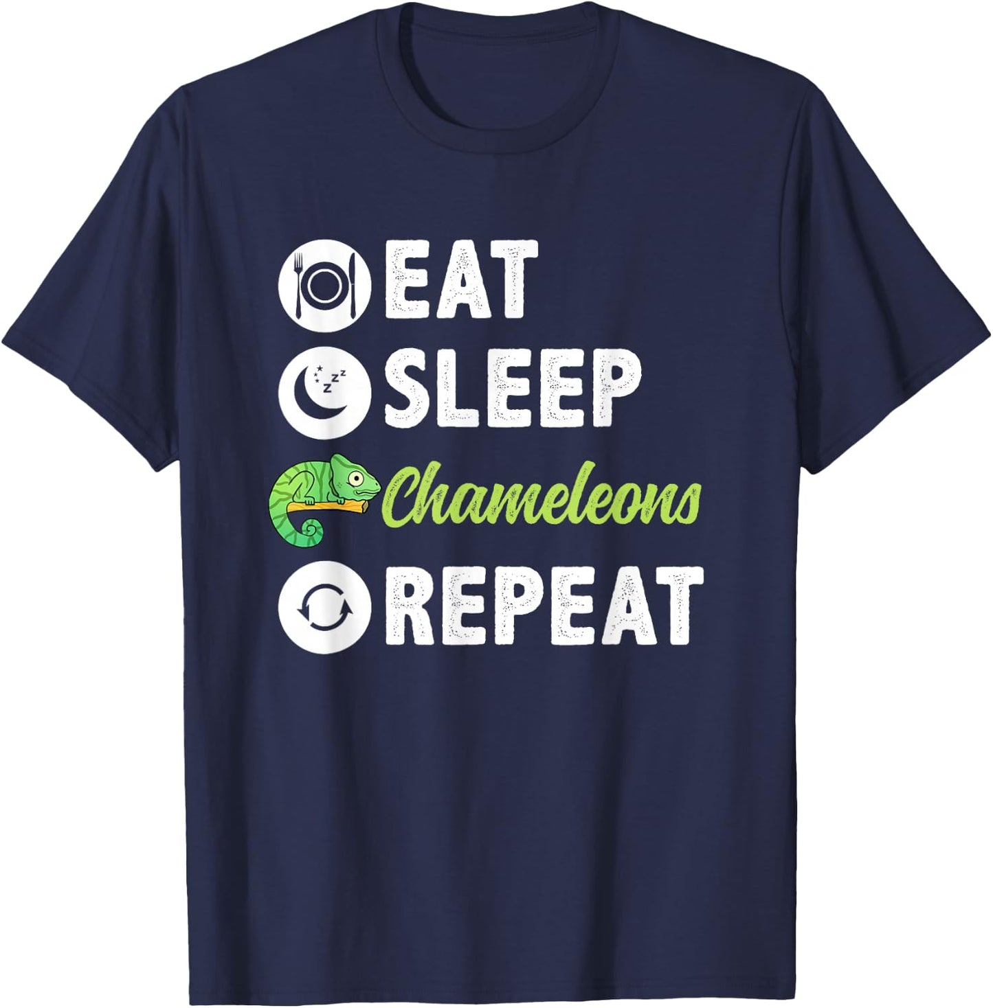 Eat Sleep Chameleons Repeat T-Shirt - T-Shirt | Navy