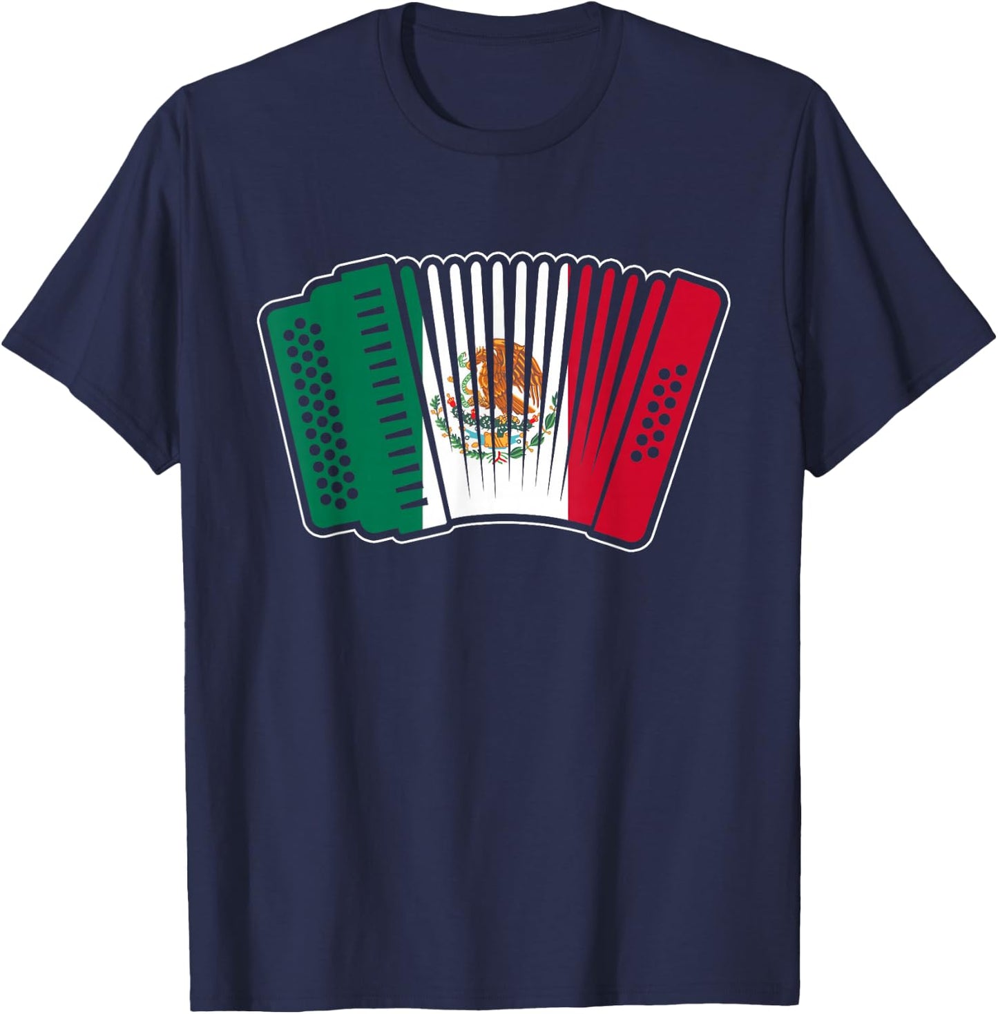 Mexican Flag Accordion Proud Norteño Music Player T-Shirt - T-Shirt | Navy