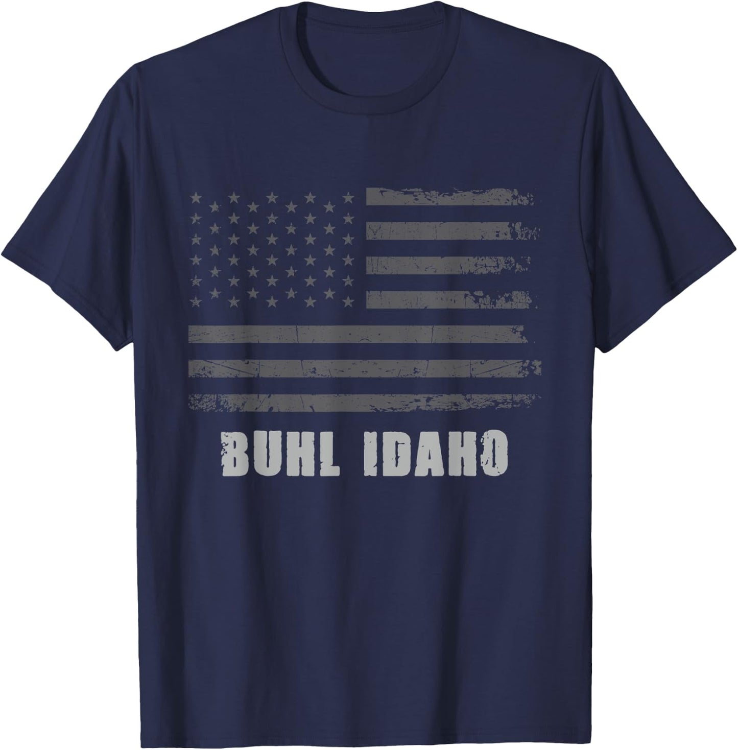 American Flag Buhl, Idaho USA Patriotic Souvenir T-Shirt - T-Shirt | Navy