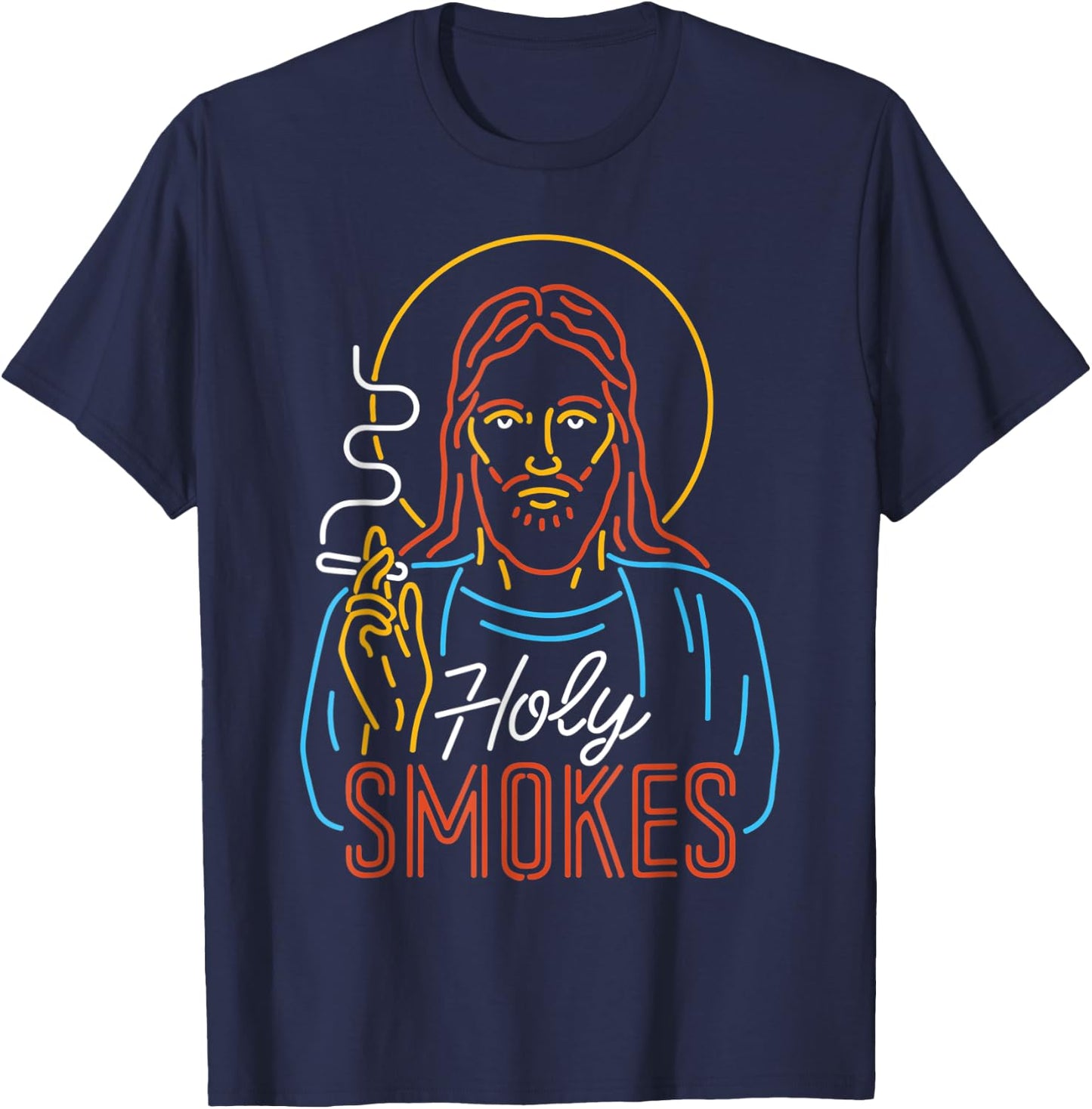 Holy Smokes Funny Jesuss T-Shirt - T-Shirt | Navy