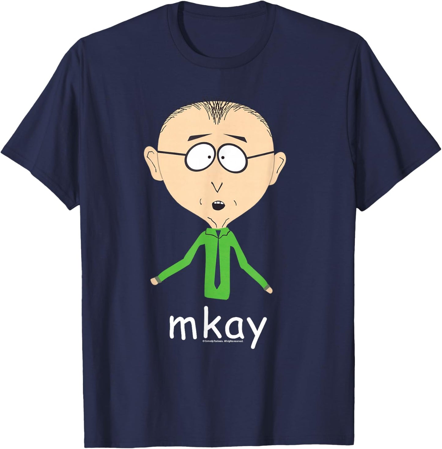 South Park Mr. Mackey Mkay Black - Classic Fit, , Adult, Short Sleeve T-Shirt - T-Shirt | Navy