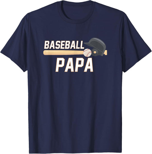 Baseball Papa Fathers Day Baseball Grandpa T-Shirt - T-Shirt | Navy