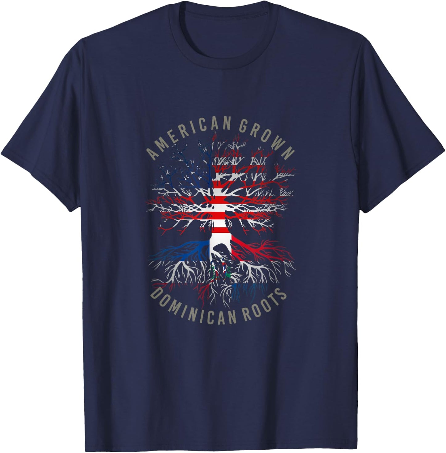 American Grown Dominican Roots USA Republic Flag Heritage T-Shirt - T-Shirt | Navy