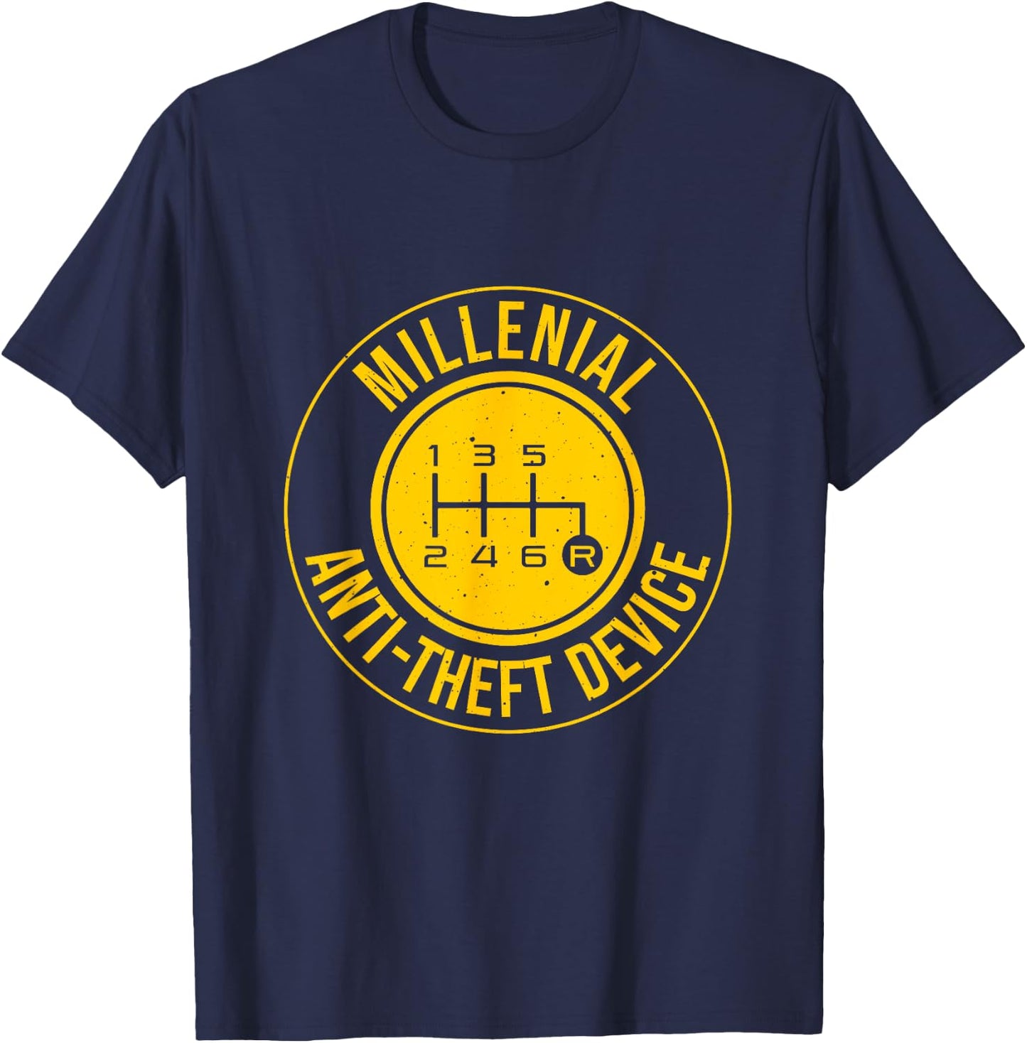 Funny Millenial Anti-Theft Device Gift Men Cool Manual Car T-Shirt - T-Shirt | Navy