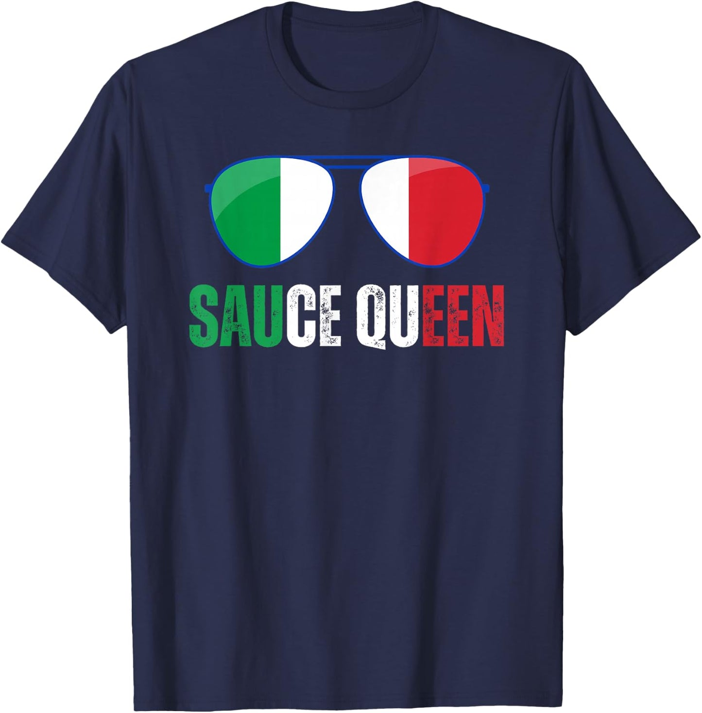 Funny Sauce Queen Italian Saying Italy Flag Cooking Nona T-Shirt - T-Shirt | Navy