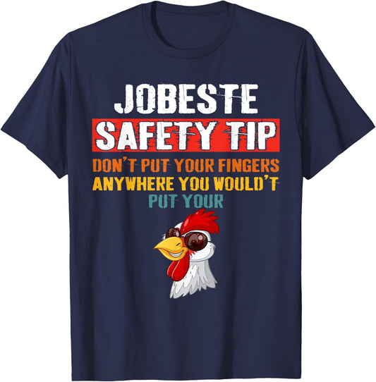 Jobsite Safety funny Tip Don't Put Your Fingers retro design T-Shirt - T-Shirt | Navy