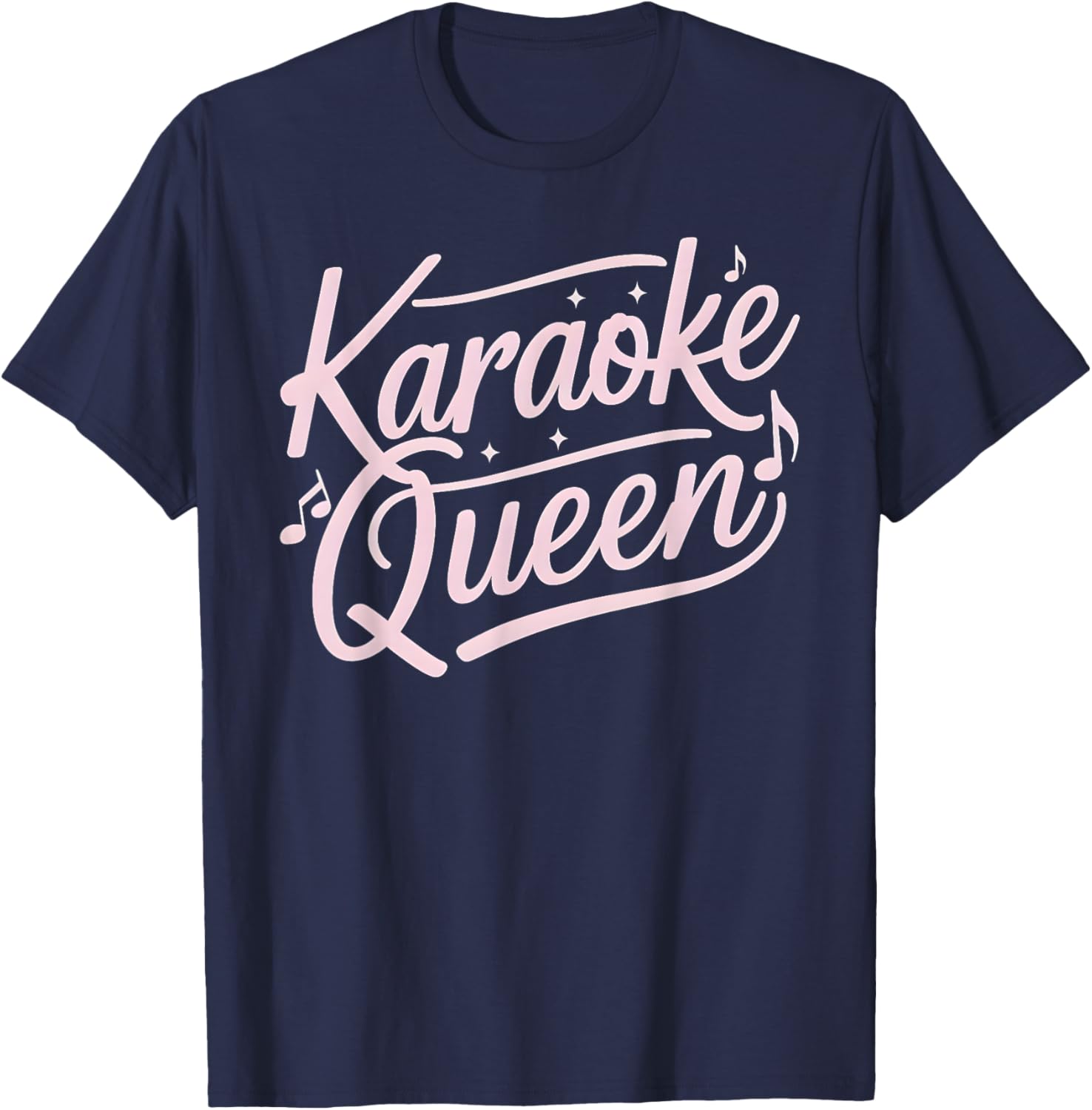 Karaoke Queen Pink Text Music Notes T-Shirt - T-Shirt | Navy