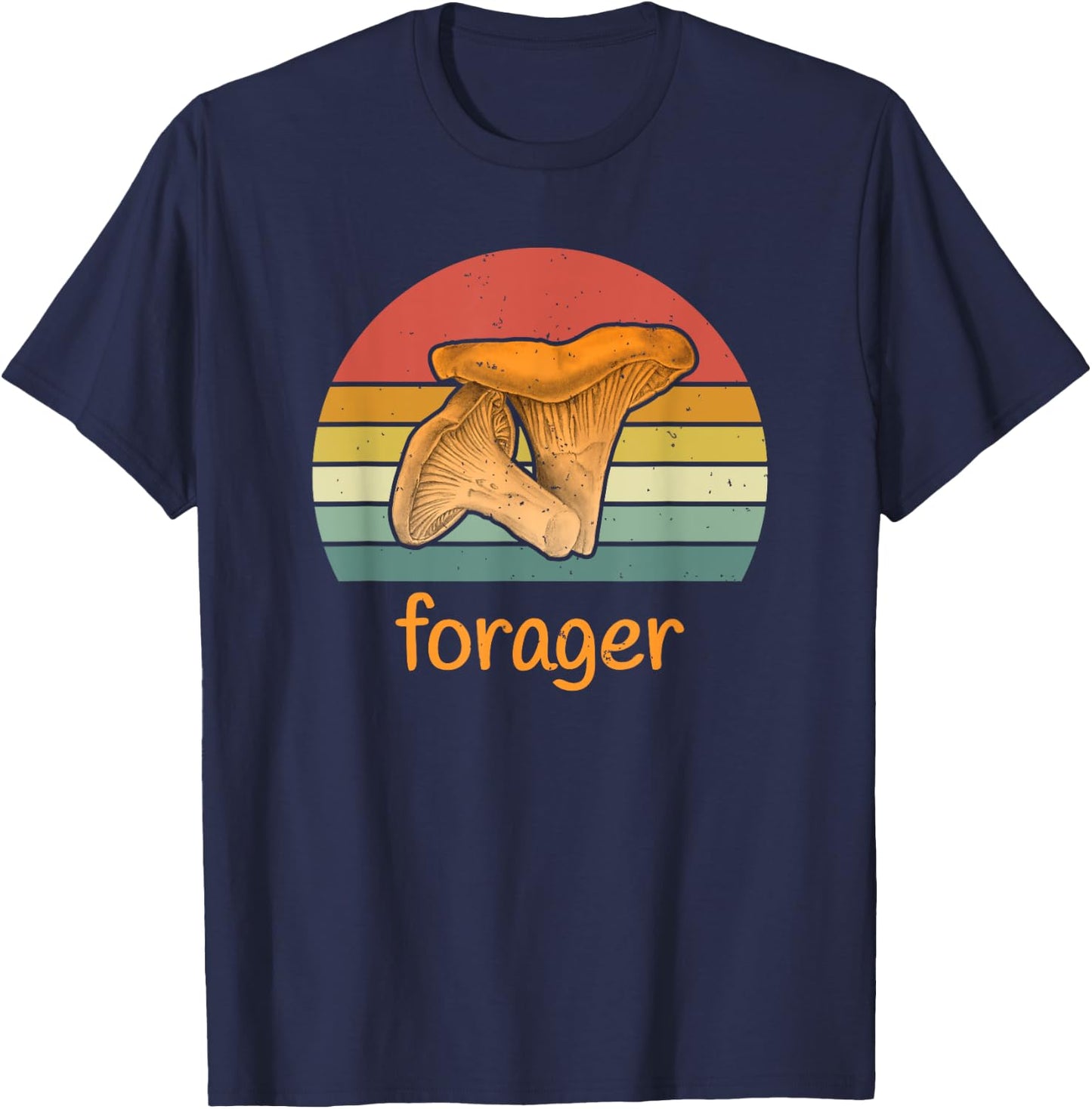 Chanterelle Forager - Vintage style Wild Mushroom T-Shirt - T-Shirt | Navy