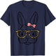 Rabbit Bunny Wearing Leopard Glasses Cute Easter Girls Women T-Shirt - T-Shirt | Navy
