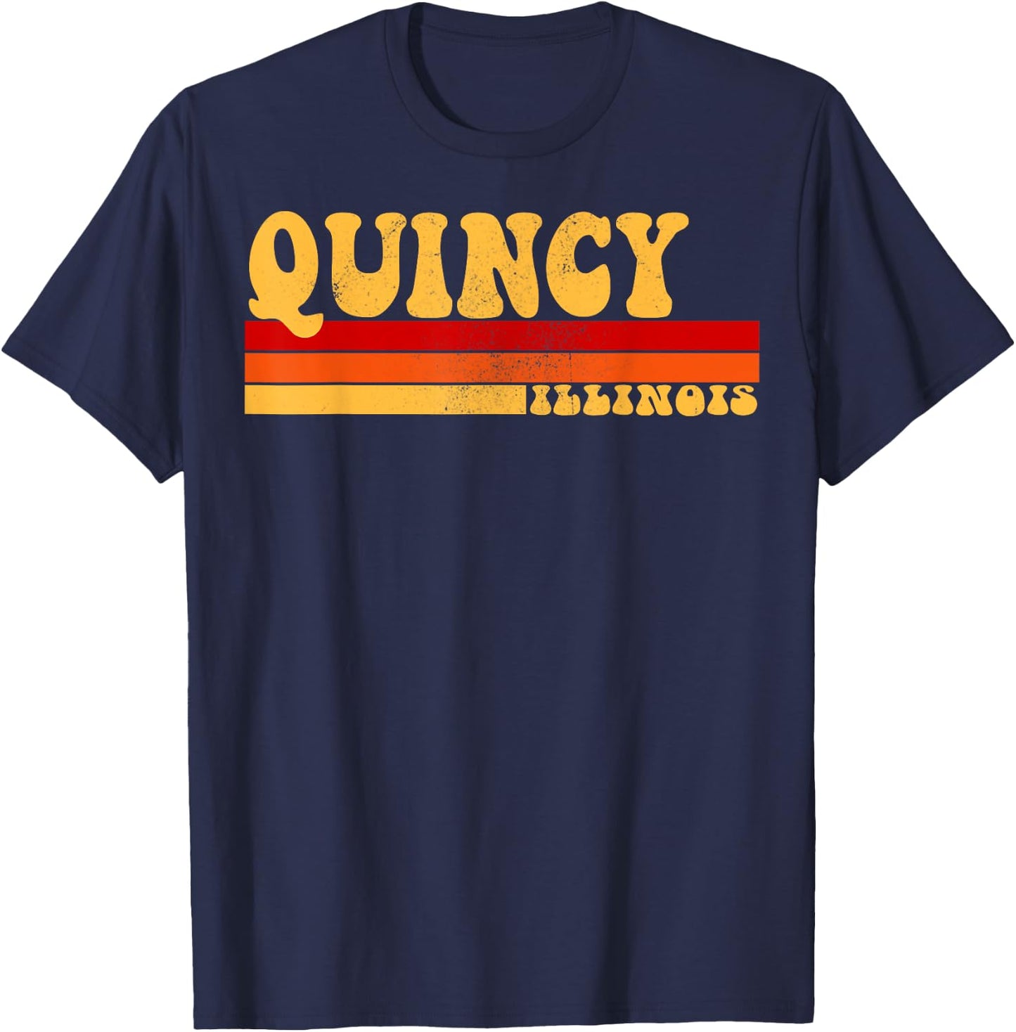 QUINCY Illinois City Vintage Roots Retro Design 70s 80s T-Shirt - T-Shirt | Navy
