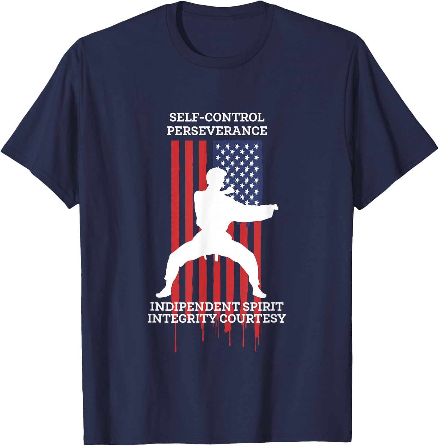 Taekwondo Tae Kwon Do Fighter USA Flag T-Shirt - T-Shirt | Navy