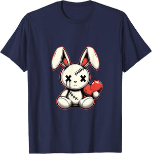 Heartfelt Voodoo Bunny Stitched Rabbit Gothic T-Shirt - T-Shirt | Navy