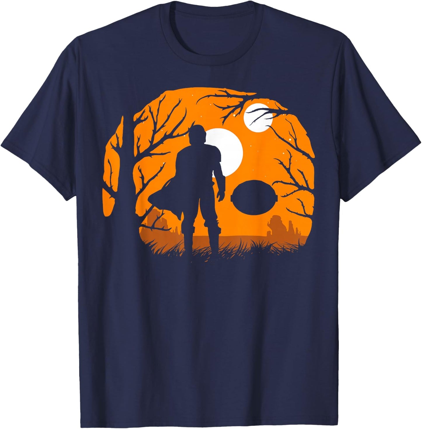 Star Wars The Mandalorian Halloween Moons Silhouette T-Shirt - T-Shirt | Navy