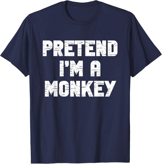Halloween Pretend I'm A Monkey Costume Funny Lazy Kids Adult T-Shirt - T-Shirt | Navy