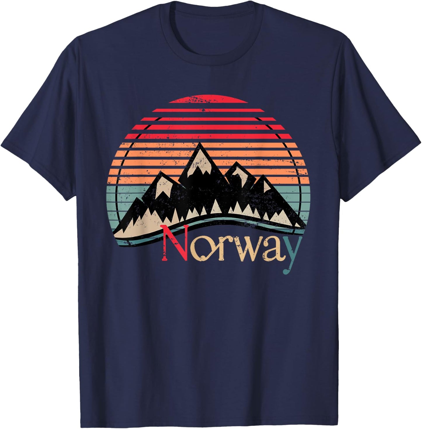 Norway Flag Norwegian Pride -Adults Black Short Sleeve T-Shirt - T-Shirt | Navy