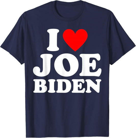 I Love Joe Biden - Heart Gift T-Shirt - T-Shirt | Navy