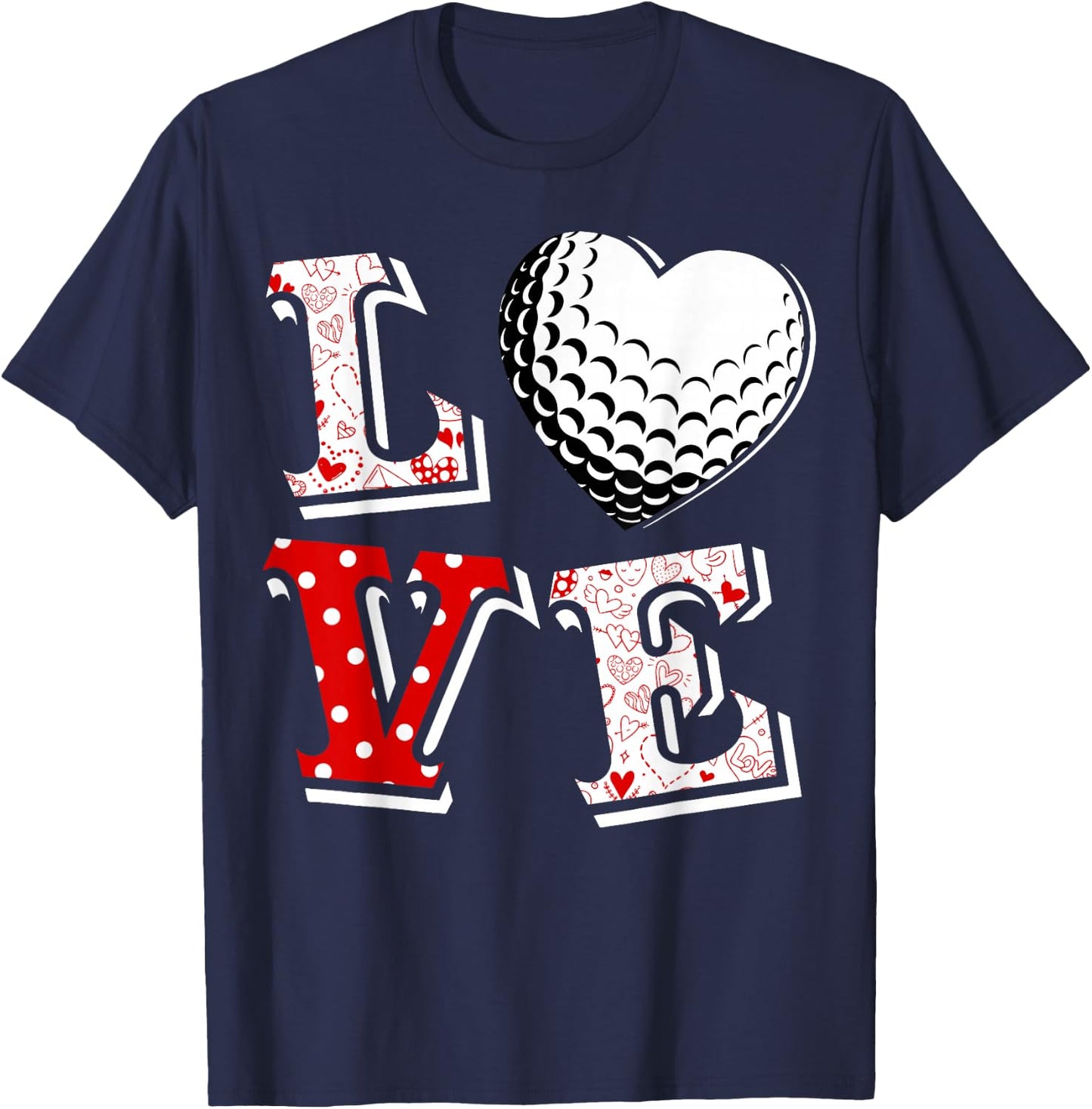 Valentine LOVE Golf Heart Valentine day Women Men gift T-Shirt - T-Shirt | Navy