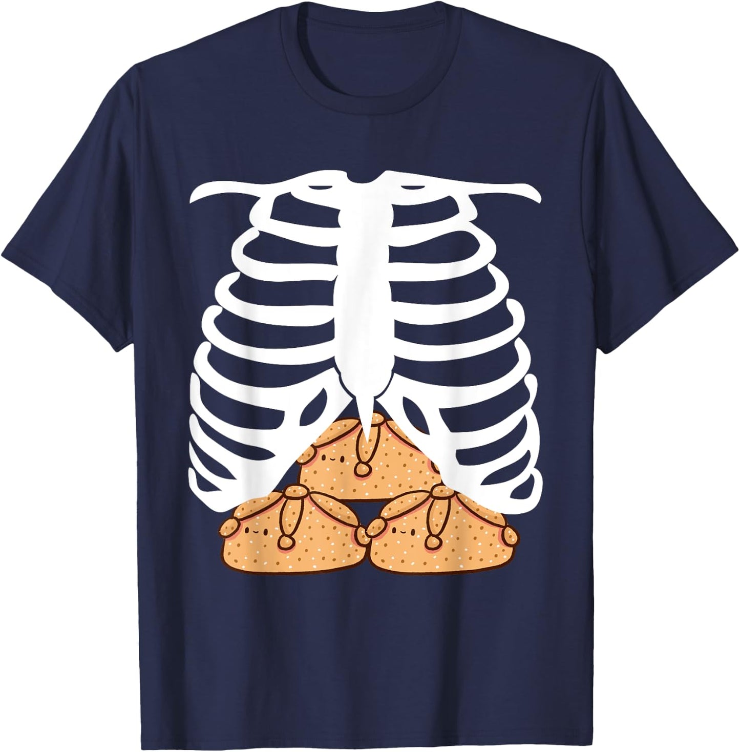Skeleton Rib cage with Mexican Pan de Muerto - Food Costume T-Shirt - T-Shirt | Navy