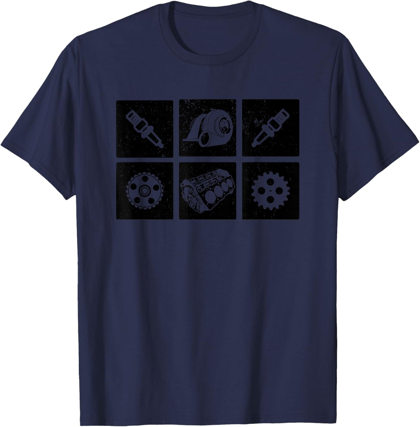 Car Mechanic Engine Symbols Auto Parts T-Shirt - T-Shirt | Navy
